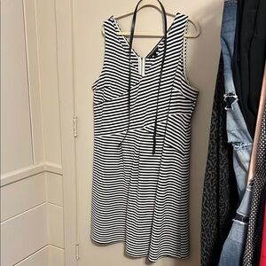 Lane Bryant Navy and White Striped Dress